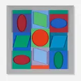 Turkiz Negative by Victor Vasarely, 1967, relief on polychrome wood, sold Oct 2021