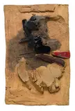 John Mason, Relief #2, Partially glazed and painted terracotta