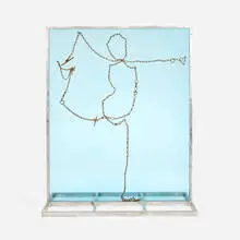 Josephine Pryde, Don't Fence Me In, 2007, rusted chains, aluminum, steel bolts, acrylic, iodized bubble wire
