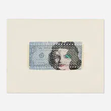 Oriane Stender, Silver Liz Dollar, 2003, woven dollar and paper