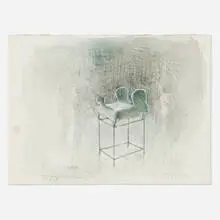Saint Clair Cemin, Drawing for Untitled with Fins, 1987, watercolor and graphite on paper