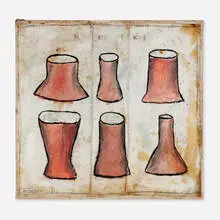 Jacques Flèchemuller, Necks, 1988-89, acrylic on found canvas mounted on canvas