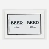 Maryam Jafri, Beer, 2015, flattened aluminum beer can in artist's frame