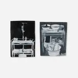 Pamela Golden, Untitled (two works from the Hospital series), 1990, oil on newsprint