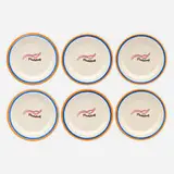 Rirkrit Tiravanija and Superflex, Social Pudding Plates, set of six, 2005, printed and glazed porcelain