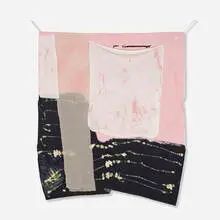 Isabel Yellin, Circling for a Few Minutes, 2014, fabric, acrylic, bleach, chain