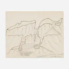 Joseph Yoakum, Pipe Stone Pass 6,418 ft, Burre Montana, colored pencil and ballpoint on paper