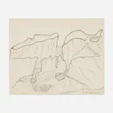 Joseph Yoakum, Pipe Stone Pass 6,418 ft, Burre Montana, colored pencil and ballpoint on paper
