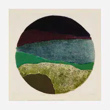 I know a Tree Beyond the Bend Ahead by Richard Kemble, 1975, woodcut in colors, sold Jul 2024