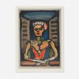 Georges Rouault, Vieille courtisane à la fenêtre (from Les Fleurs du Mal), 1937, aquatint in colors
