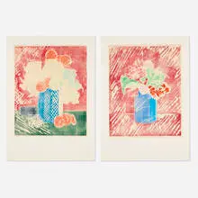 William Tillyer, Lumsden Vase; The York Vase (two works from the York Vases series), 1981, woodcut in colors on Japon mounted to Arches