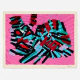 About a Cat (from the Cats portfolio) by Karel Appel, 1979, lithograph in colors on Japan, sold Jul 2024