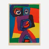 Le chanteur inconnu by Karel Appel, 1969, lithograph in colors on Arches, sold Jul 2024