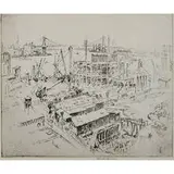 Joseph Pennell, Hudson Avenue Under Construction, 1923