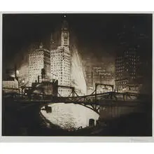 Karl Dehmann, Chicago River Scene with Wrigley Building