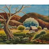 Dale Nichols, Regionalist Landscape with Barn, 1934