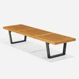 Slat bench, model 4692 by George Nelson & Associates, 1946, birch, lacquered wood, sold Feb 2020