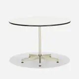 Charles and Ray Eames, 650 dining table, 1955, laminate, enameled aluminum, enameled steel, aluminum, rubber