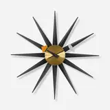 Spike wall clock, model 2202E by George Nelson & Associates, 1952-53, lacquered wood, brass, enameled aluminum, sold Feb 2020
