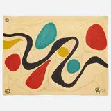 Turquoise tapestry by Alexander Calder, 1975, hand-woven maguey fiber, sold Jan 2020
