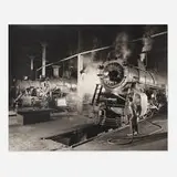 J. H. Pope Washes Locomotive 104, Bristol Roundhouse, Virginia by O. Winston Link, gelatin silver print, sold Jan 2020
