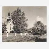 Abingdon Branch, Locomotive 429 Passing the Lutheran Church, Damascus, Virginia by O. Winston Link, gelatin silver print, sold Jan 2020