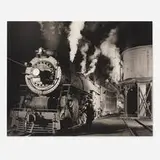 Locomotive 104 Taking Water, Front View, Bristol Roundhouse, Bristol, Virginia by O. Winston Link, gelatin silver print, sold Jan 2020