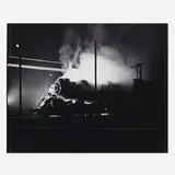 O. Winston Link, Y-6 Locomotive Coming out of the Wash Bay, Bluefield Yards, Bluefield, West Virginia, gelatin silver print