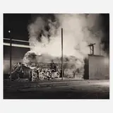 O. Winston Link, Y-6 Locomotive Coming out of the Wash Bay, Bluefield Yards, Bluefield, West Virginia, gelatin silver print