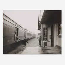 Abingdon Branch, Last Minute Mail Handed Aboard Train No. 202, Northbound, Lansing, North Carolina by O. Winston Link, gelatin silver contact print, sold Jan 2020