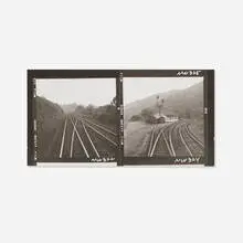 Tracks Outside Finney, Virginia and Cedar Bluff Station, Cedar Bluff, Virginia by O. Winston Link, gelatin silver contact print, sold Jan 2020