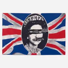 Jamie Reid, God Save the Queen banner for the Sex Pistols, printed silk