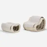 Mar Silver, lounge chair and ottoman, c. 2015, whitewashed wood, hand-woven cotton