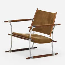 Stokke lounge chair by Jens Quistgaard, 1960, rosewood, chrome-plated steel, suede, sold Jan 2020