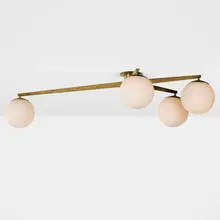 ceiling light by Angelo Lelii, c. 1960, brass-plated metal, milk glass, sold Jan 2020
