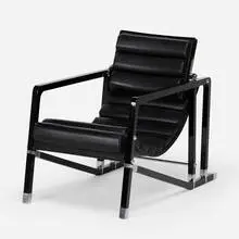 Transat chair by Eileen Gray, enameled wood, chromed steel, leather, sold Jan 2020