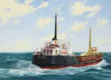 Trevor Crocker, Untitled, a coaster carrying pipes gouache on card 40 x 54cm