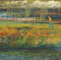 Untitled by Jim Brown, oil on board 61 x 61cm, sold Jan 2021