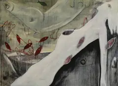 Annabel Emson, Untitled, oil and mixed media on canvas 152 x 213cm .