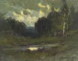 Manuel Valencia, A Clearing in the Woods, oil on board