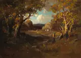 Alexis Matthew Podchernikoff, Two Figures Under Sheltering Trees with Cattle in a Clearing