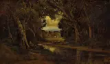 Manuel Valencia, Cattle Watering at a Forest Stream, oil on canvas