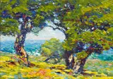 Lillie May Nicholson, Trees along the Coast, oil on board