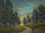 Edwin C. Siegfried, A Bend in the Road, pastel on paper