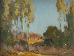 Carl Oscar Borg, Slender Trees; Lake Elsinore (a pair), first signed 'Carl Oscar Borg' (lower left); second signed 'Carl Oscar Borg' (lower right)