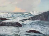 Robert Wood, Crashing Waves on a Rocky Shore