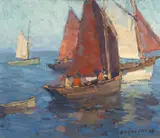 Edgar Alwin Payne, Figures in Sailboats on Calm Waters