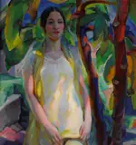 Edouard Vysekal, A Standing Woman in a White Dress, 1926, oil on canvas