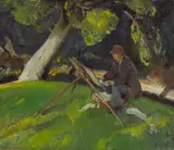 Pruett Carter, An Artist at his Easel, oil on canvas