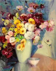 A Floral Still Life by Nell Walker Warner, oil on canvas, sold Dec 2005